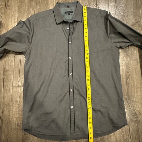 Ted Baker London Mens Shirt 5 XL Long Sleeve Button Up Gray Stripe Flip Cuff - Picture 10 of 13